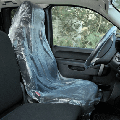 a image of car seat with plastic cover